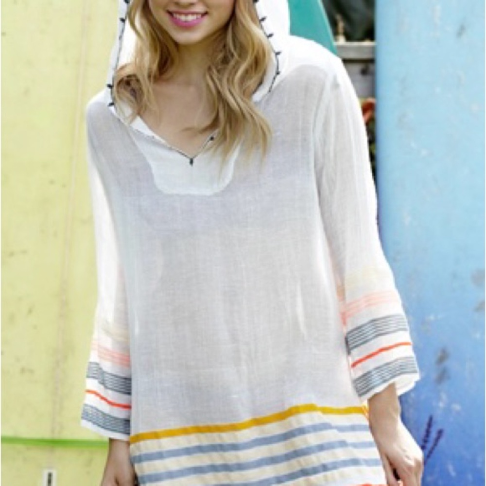 Lemlem Vibrant Striped gauze cotton bikini cover up Tunic size small colorful - Picture 12 of 13
